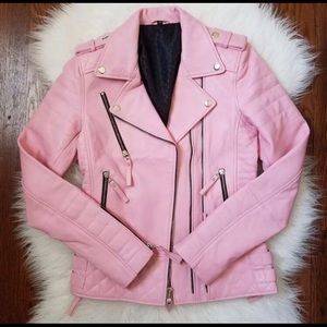 Pink Faux Leather Jacket